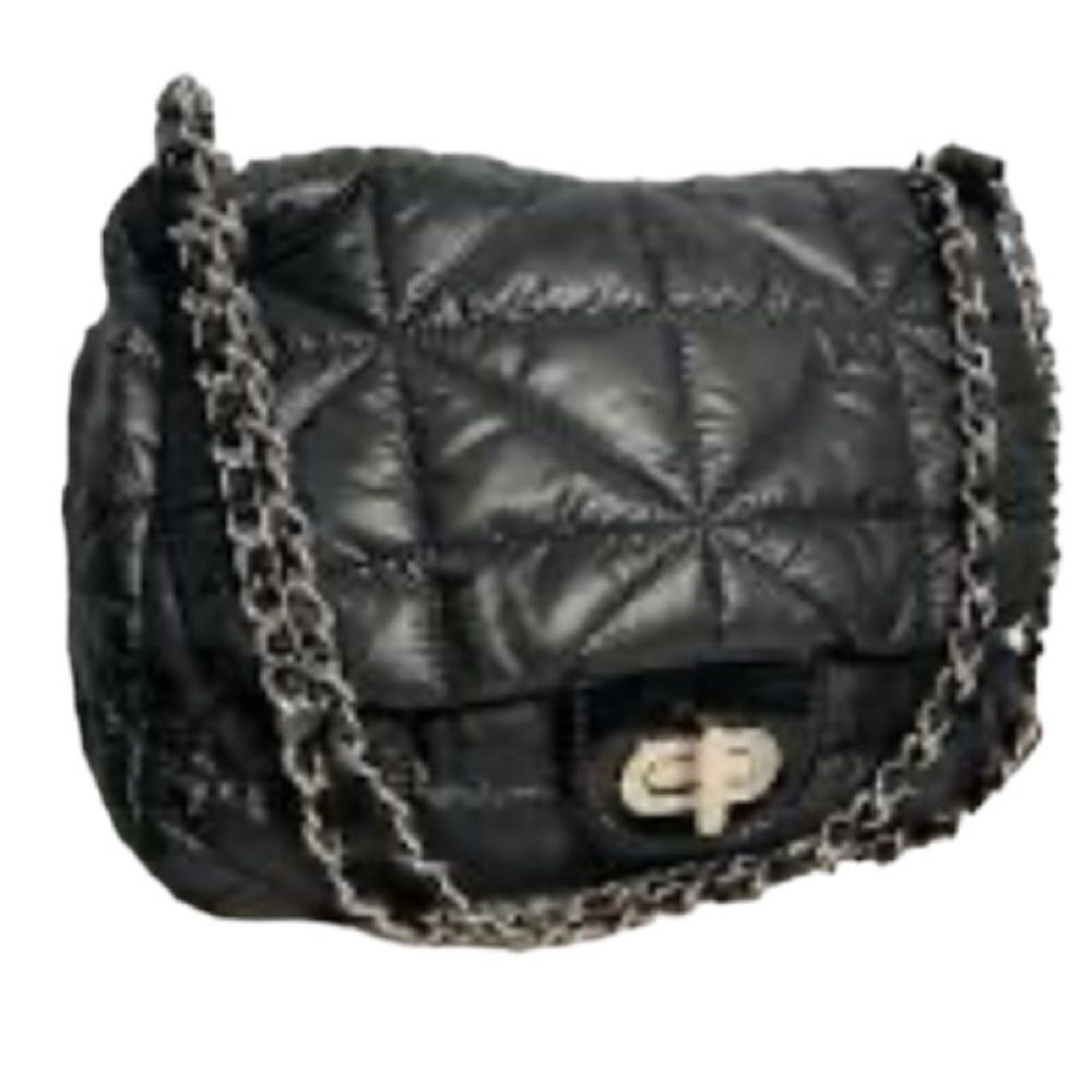 Chico’s black puffer bag with adjustable crossbody/ shoulder chain strap